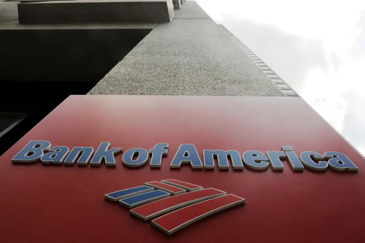 Bank of America signage on building exterior.